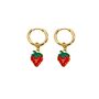 Strawberry Charm Hoop In Red And Gold, thumbnail 2 of 3