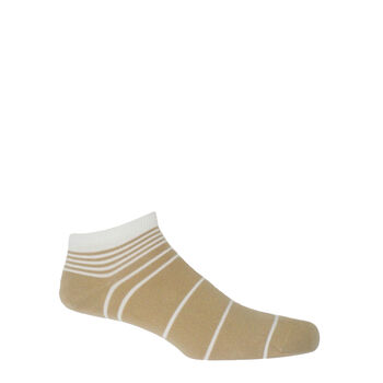 Retro Stripe Cream And Organic Green Men's Trainer Socks, 4 of 9