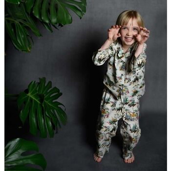 Children's Jungle Print Cotton Pyjamas, 2 of 4