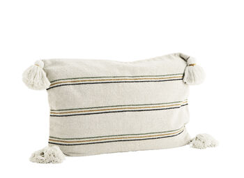 Striped Cushion Cover W/Fringes, 40 X 60, 3 of 12