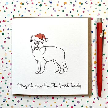 Personalised Border Collie Santa Hat Christmas Card, 2 of 2