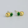Sterling Silver Gold Colour Pineapple Stud Earrings, thumbnail 3 of 5
