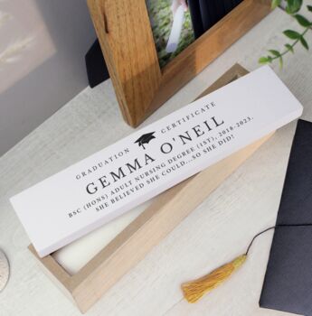 Personalised Graduation Wooden Certificate Holder, 2 of 3
