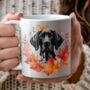 Personalised Dog Mug Black And White Shorthaired Pointer In An Autumn Wreath, thumbnail 1 of 2