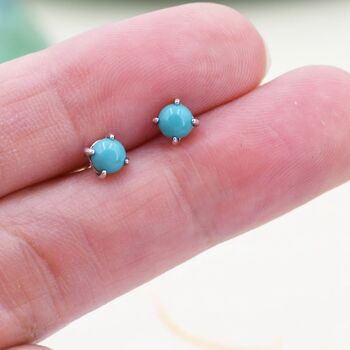 Sterling Silver Green Turquoise Stud Earrings, 5 of 10