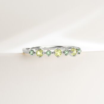 Emerald And Peridot Stackable Half Eternity Band In Sterling Silver And Gold, 10 of 12