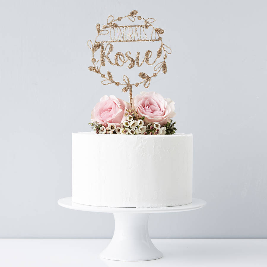 Personalised Congratulations Floral Cake Topper, 1 of 8