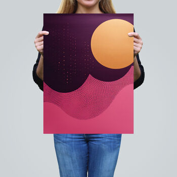 Golden Plum Abstract Purple Pink Sun Wall Art Print, 2 of 6