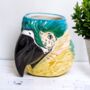 Hand Painted Ceramic Blue Macaw Parrot Head Vase, thumbnail 4 of 4