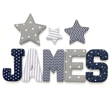 Navy And Grey Full Name Fabric Letters, 4 of 6