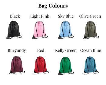 Personalised Initial And Name School Drawstring Rucksack, 2 of 8