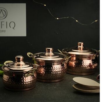 Set Of Three Copper Cooking Pots – 850ml, 500ml And 400ml, 7 of 7