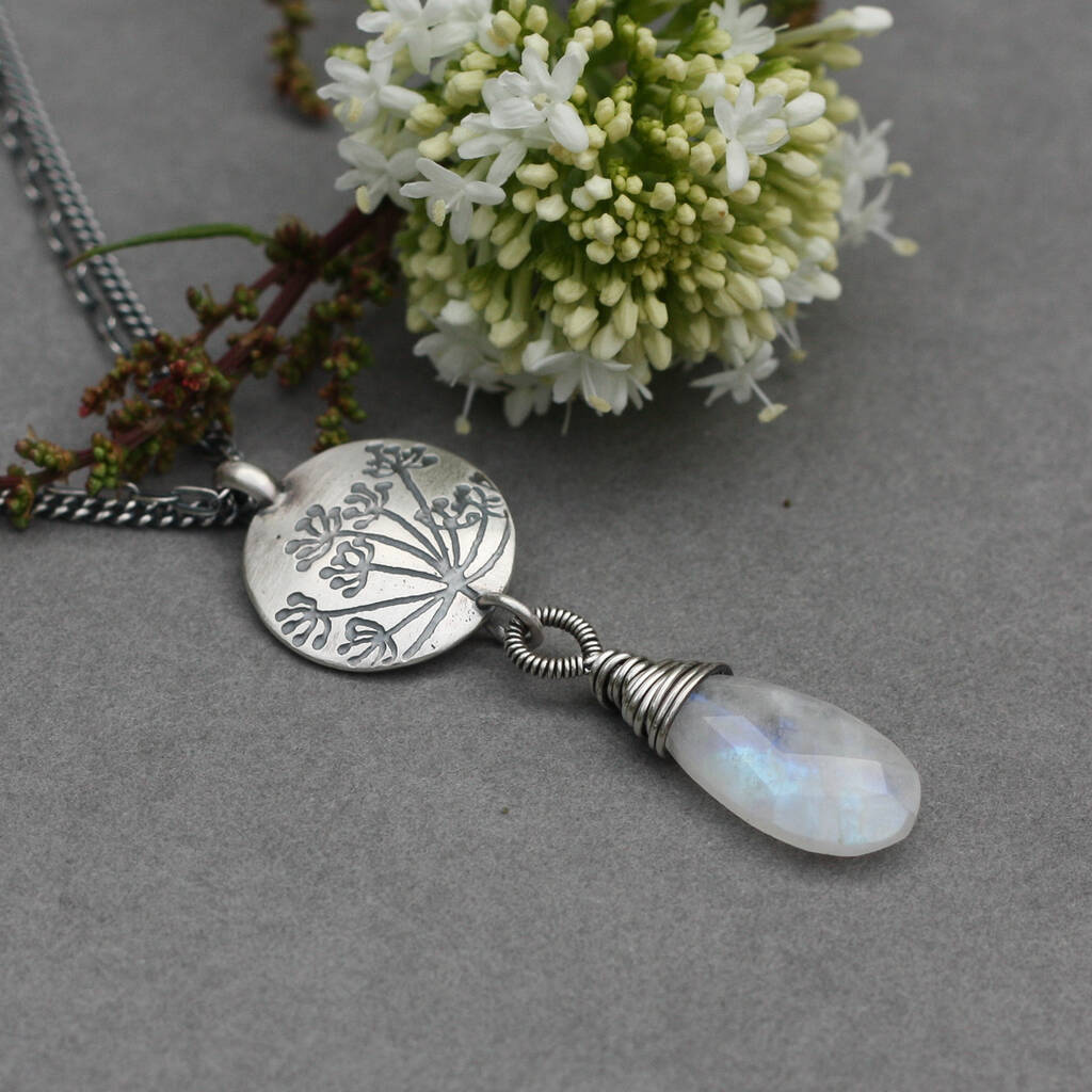 Cow Parsley Moonstone Necklace In Sterling Silver By Carin Lindberg