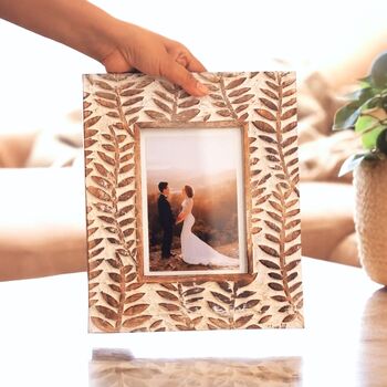Hand Carved Mango Wood Photo Frame, 6 of 8