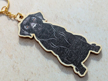 Black Labrador Dog Wooden Keyring With Optional Christmas Card, 4 of 7