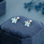 Sterling Silver Forget Me Not Flower 18 G Screw Back Stud Earrings With Ball Backs, thumbnail 1 of 11