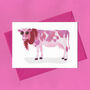 Fuchsia Pink Cow Illustrated Blank Greeting Card, thumbnail 4 of 11