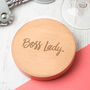 'Boss Lady' Coloured Edge Wooden Coaster, thumbnail 1 of 8