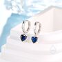 Sapphire Blue Heart Cz Huggie Hoop In Sterling Silver, thumbnail 3 of 11