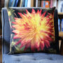 Orange Dahlia Velvet Cushion, thumbnail 2 of 5