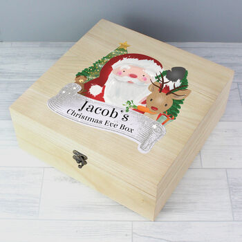 Personalised Colourful Santa Large Wooden Christmas Box, 2 of 6