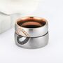 Stainless Steel Couple Golden Heart Band Promise Ring, thumbnail 3 of 4