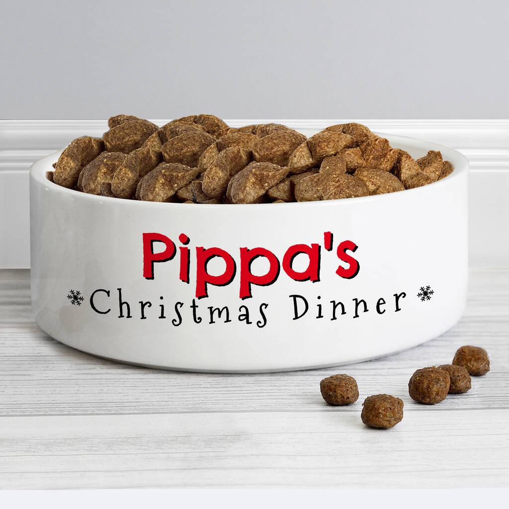 Christmas Dinner Personalised Pet Bowl, 1 of 3
