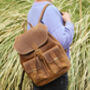 Front Pockets Vintage Look Leather Backpack, thumbnail 4 of 10