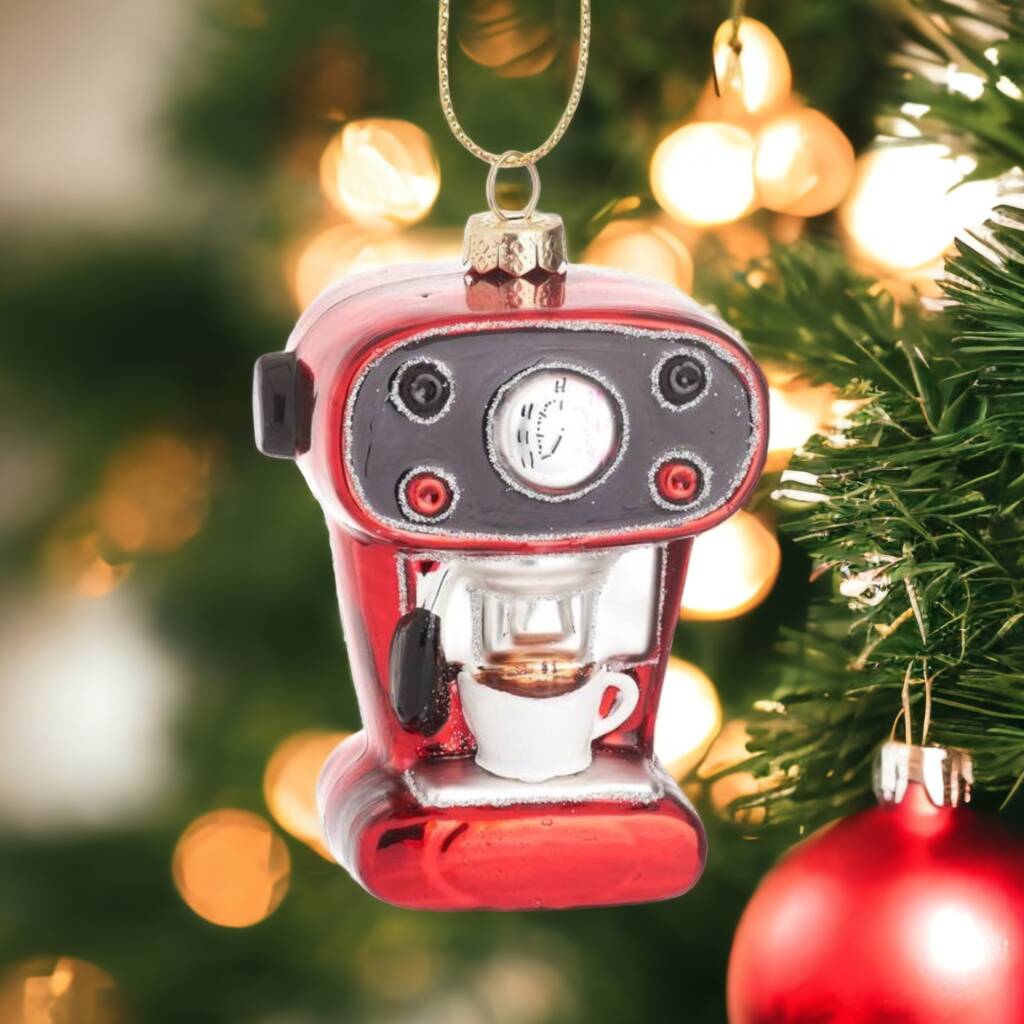 Glass Coffee Machine Christmas Bauble By Posh Totty Designs Interiors