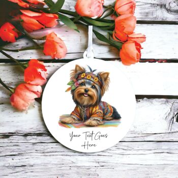 Personalised Yorkshire Terrier Hippie Decoration B, 2 of 2