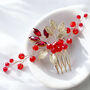 Gold Leaf And Red Crystal Hair Comb, thumbnail 3 of 4