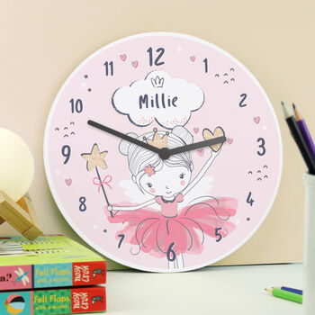 Personalised Princess Ballerina Kids Clock, 2 of 4