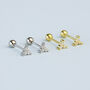 Sterling Silver Crystal Screw Back Stud Earrings, thumbnail 2 of 4