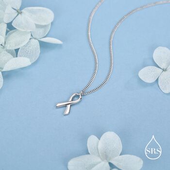 Sterling Silver Awareness Ribbon Necklace, 5 of 12