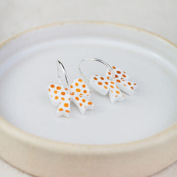 Sterling Silver And Acrylic Gold Dotty Charm Hoops, 2 of 7