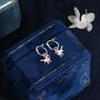 Sterling Silver Robin Bird Dangle Huggie Hoops, thumbnail 5 of 10