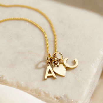 Petite 9ct Gold Heart And Initial Necklace, 2 of 5