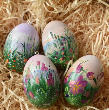 Hand Painted Easter Egg Decoration Meadow Four, 3 of 4