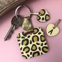 Personalised Mirror Keyring In Leopard Print, thumbnail 2 of 4