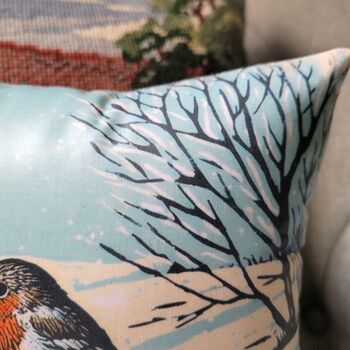 Christmas Robin Winter Bird Decorative Cushion, 3 of 6