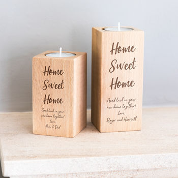 Personalised Home Sweet Home Wooden Candle Holder, 4 of 5