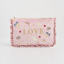 Pink Love Velvet Embroidered Pouch, thumbnail 2 of 7
