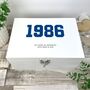Personalised Year Milestone White Wooden Memory Box 18th, 21st, 50th Birthday And Anniversary Gift, thumbnail 9 of 12