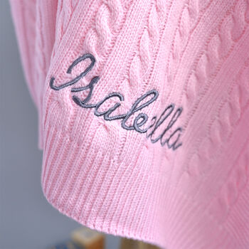 Personalised Pink Knitted Baby Blanket, 3 of 8
