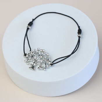 Black Stretch Bracelet With Sparkly Tree Charm, 2 of 4