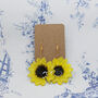 Real Sunflower Sterling Silver Or Gold Plated Earrings, thumbnail 5 of 12
