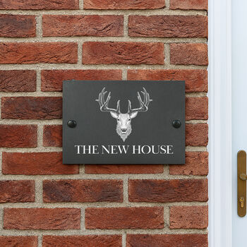 Personalised Stag Slate House Number Sign, 2 of 2