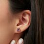 Amethyst And Pink Tourmaline Stud Earrings In Silver And Gold, thumbnail 4 of 12