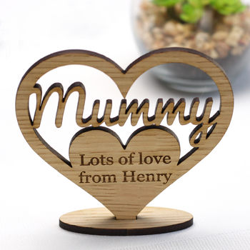 Personalised Wooden Heart Mummy Stand, 3 of 7