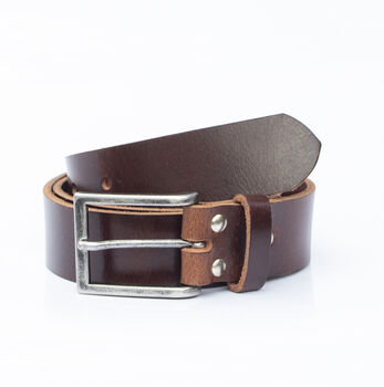 Handmade Belt Men's English Leather Belt Brown 35mm Wide, 5 of 10